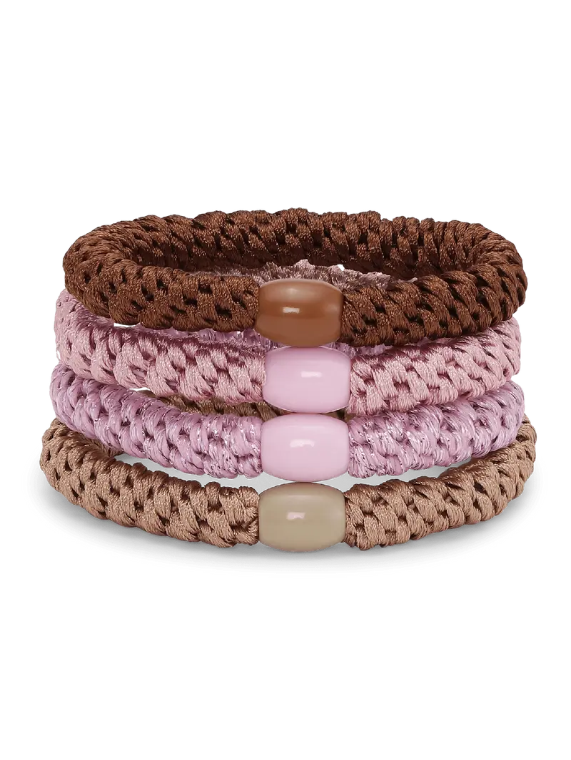 4 pack basic essentials hårstrikk - rosa energy