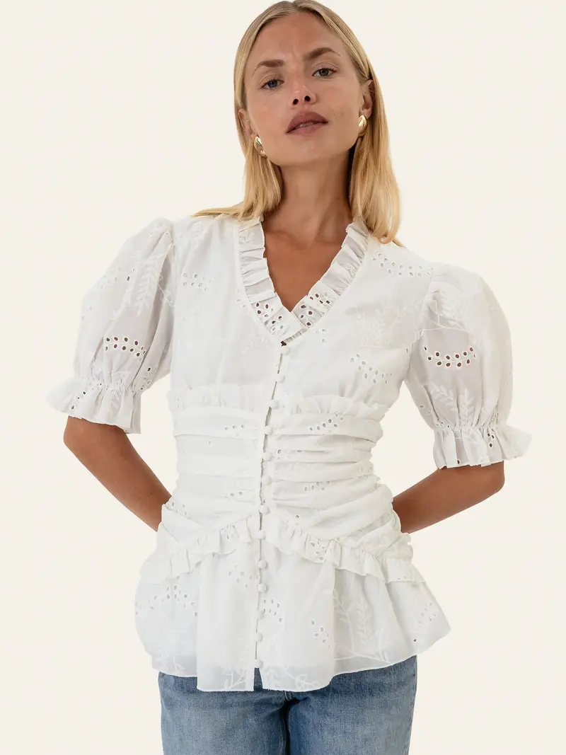 Ariel bluse - white embroidery