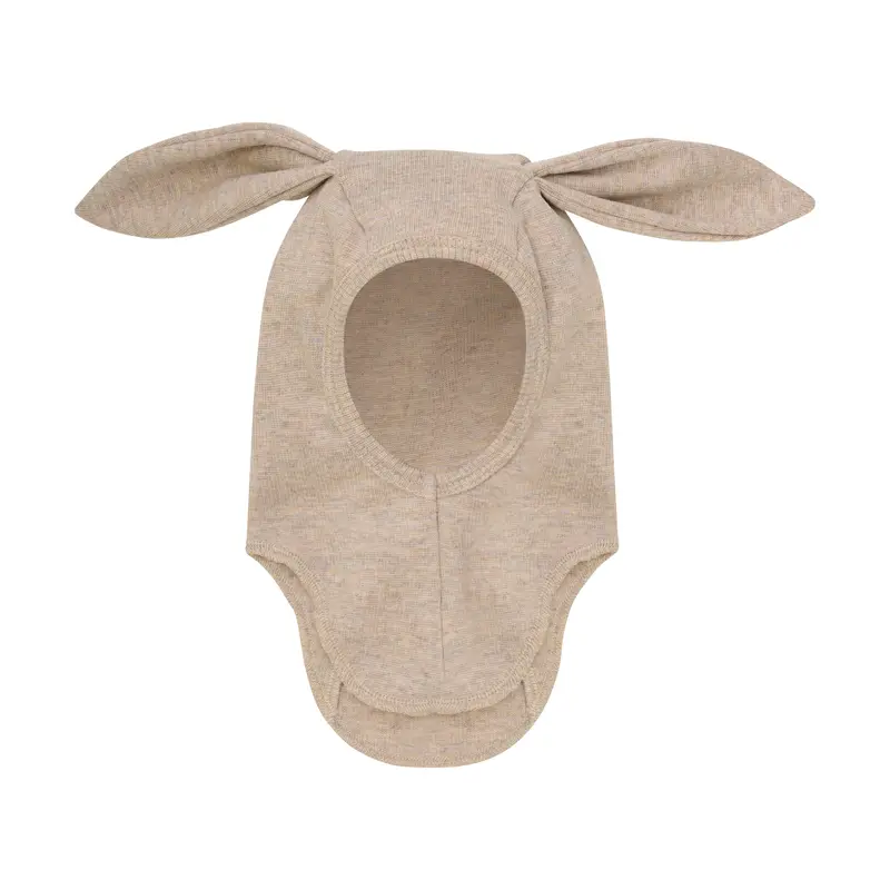 Balaclava Ears Wool Rib - Camel Melange
