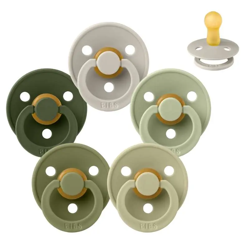BIBS Round Colour Pacifier - Multipack - 5 pcs. - Size 2 - Soft Moss