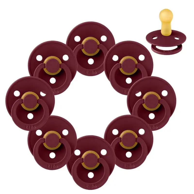 BIBS Round Colour Pacifier - Multipack - 8 pcs. - Size 2 - Elderberry