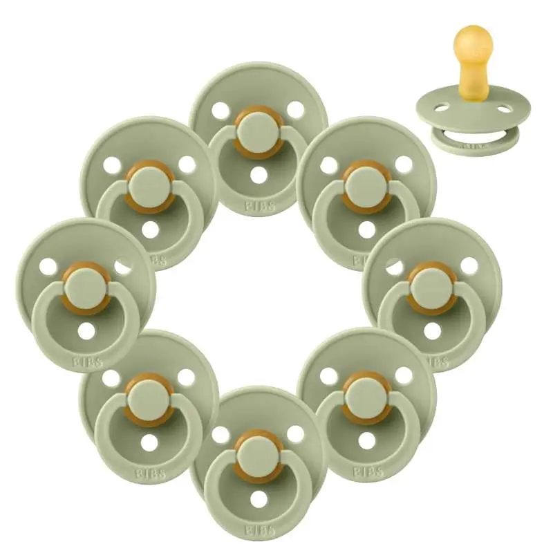 BIBS Round Colour Pacifier - Multipack - 8 pcs. - Size 2 - Sage