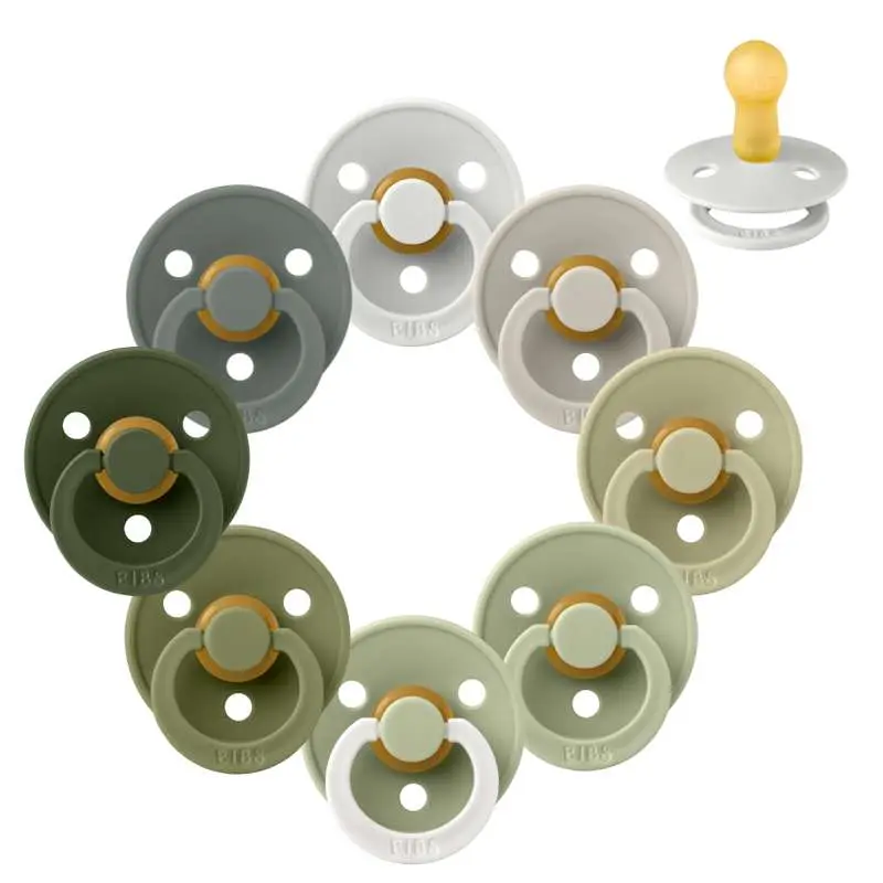 BIBS Round Colour Pacifier - Multipack - 8 pcs. - Size 2 - Soft Moss