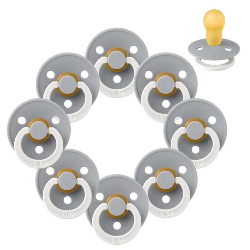 BIBS Round Colour Pacifier - Multipack - 8 pcs. - Size 3 - GLOW - Cloud