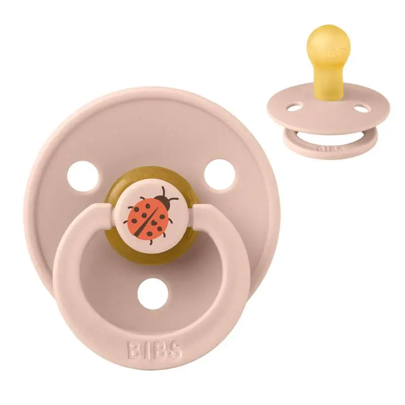 BIBS Round Colour Pacifier - Size 1 - Natural rubber - Ladybug Studio - Blush