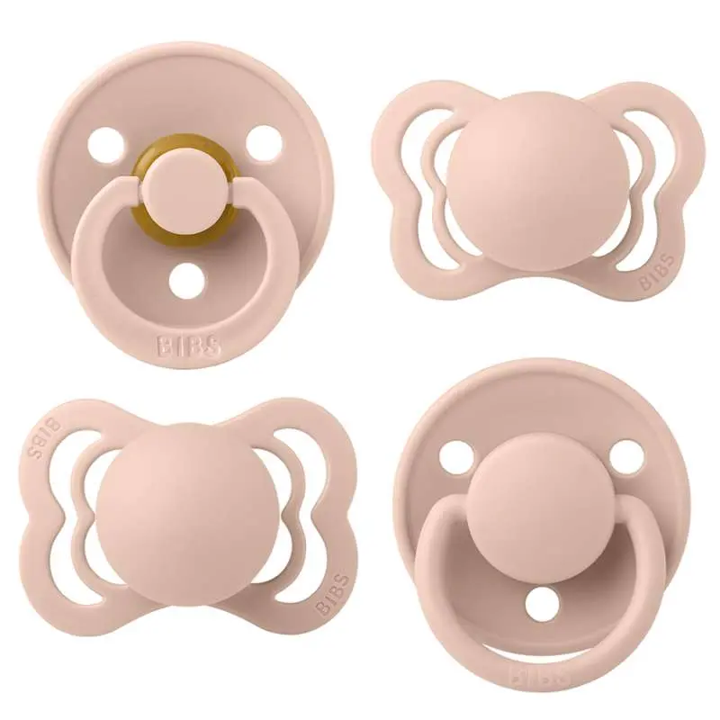 BIBS Try-It Collection - 4 Different Pacifiers - Size 1 - Blush