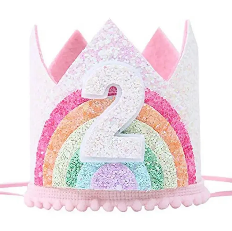 Bursdagskrone Regnbue glitter 2