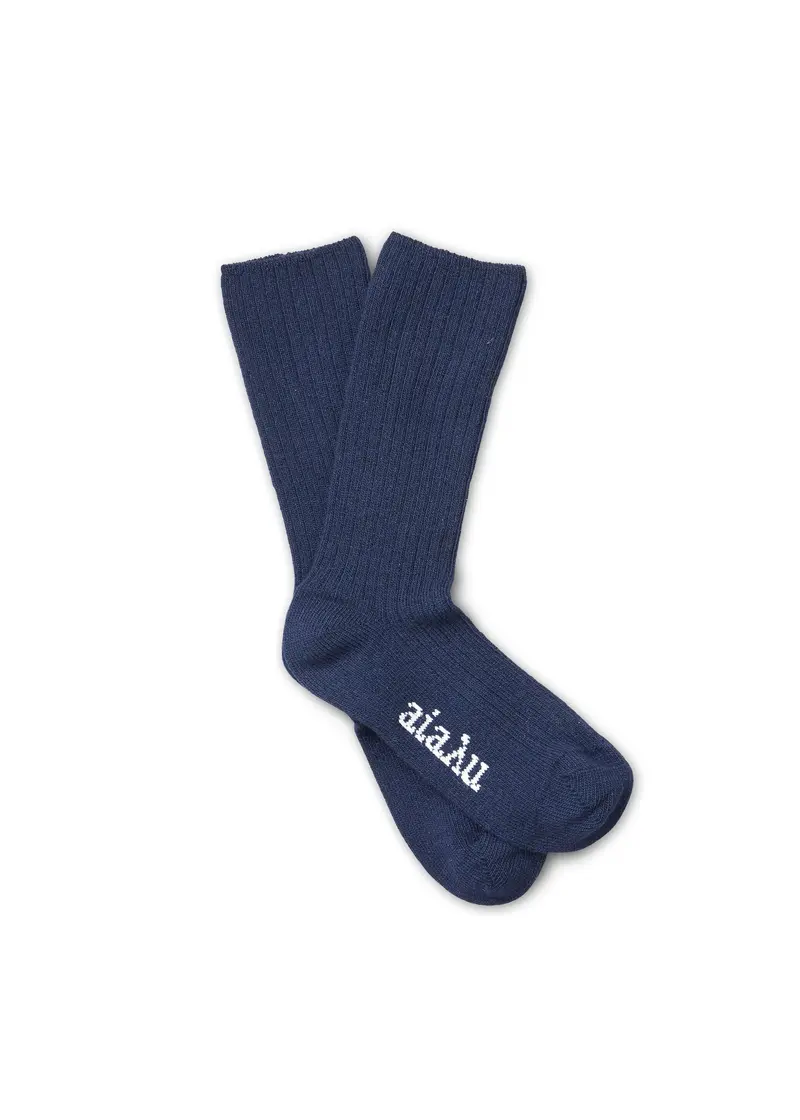 Cashmere Rib Socks | Navy
