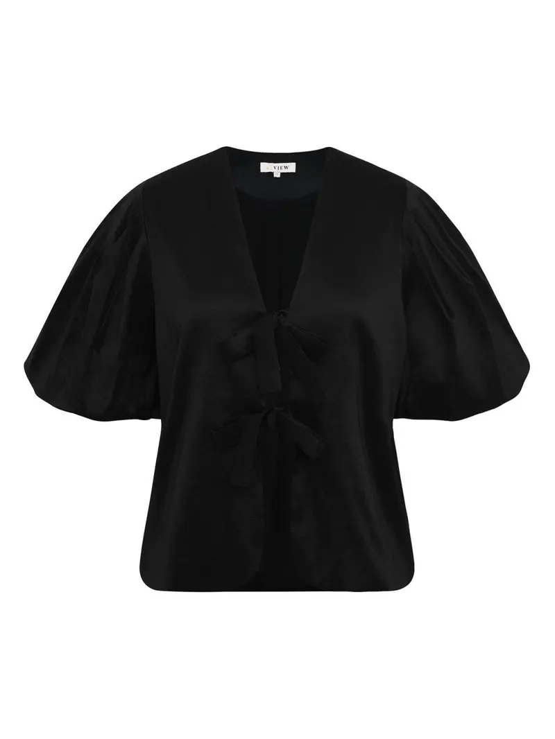 Christa bow jakke bluse - black
