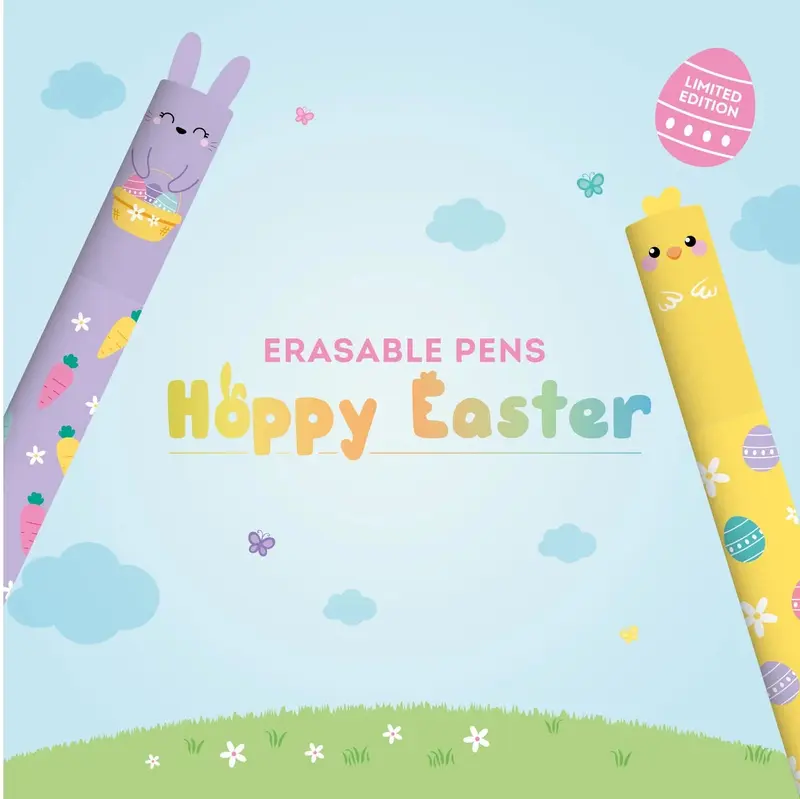 Erasable "Viskbar" penn sett Hoppy Easter