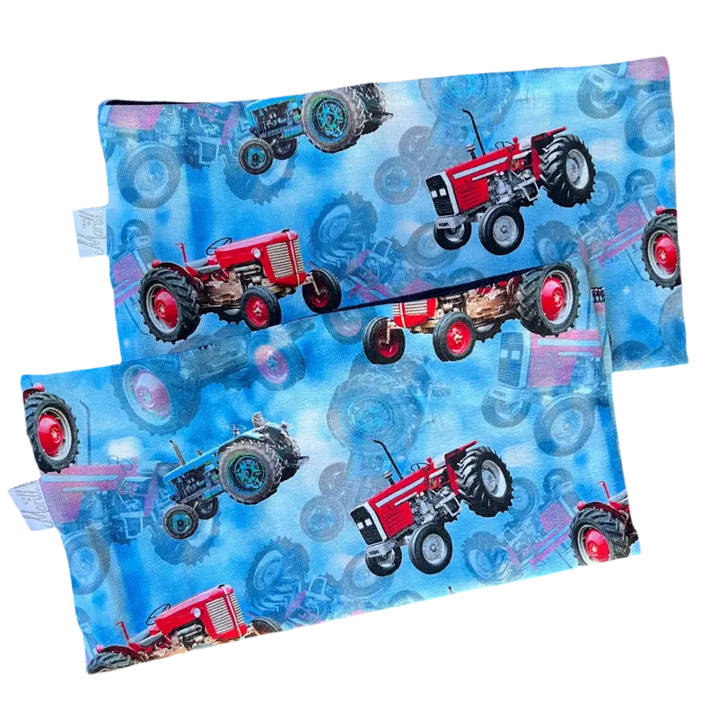 Hals blå og rød traktor