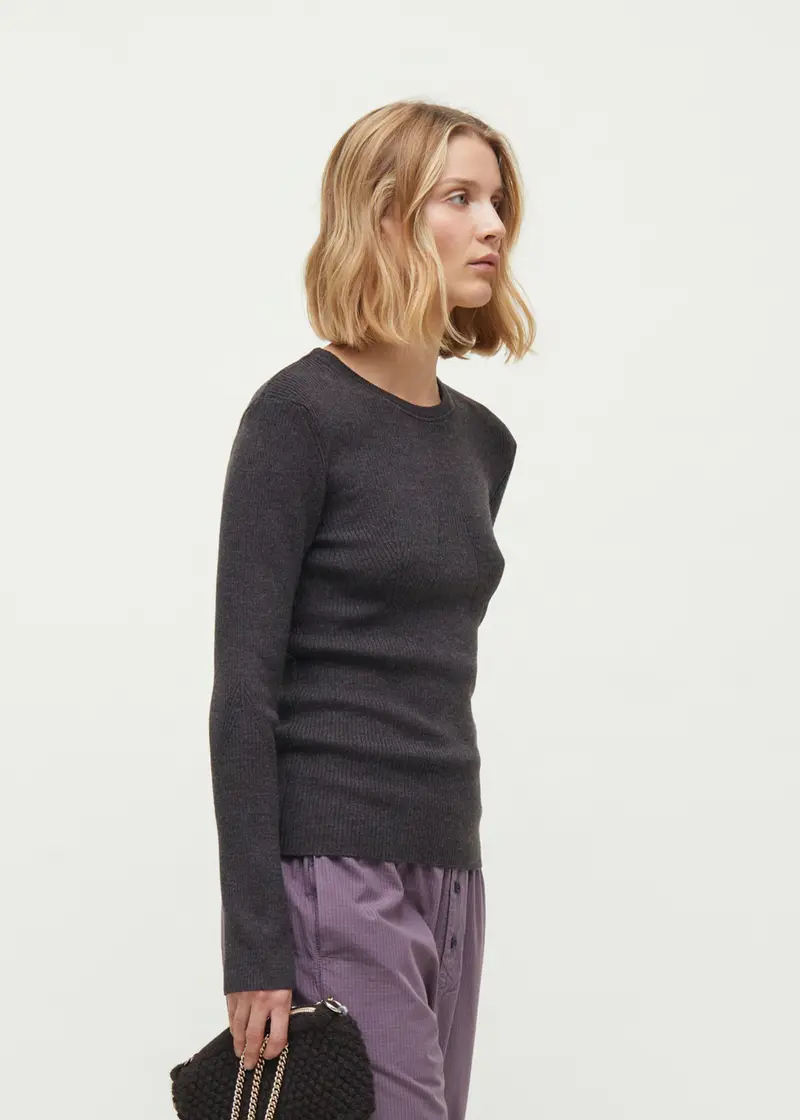 Ily Wool Blouse | Dark Brown Melange