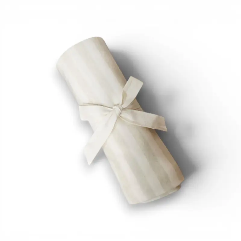 JERSEYFILT MED STRIPER - BEIGE