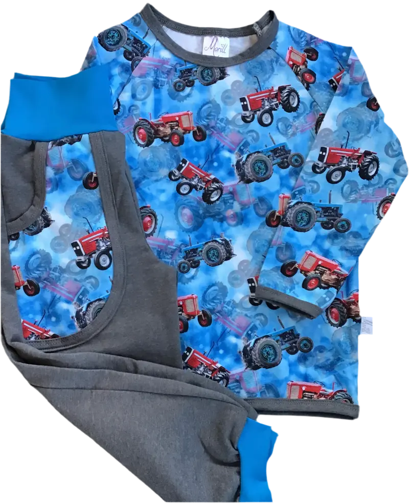 Joggedress blå/rød traktor