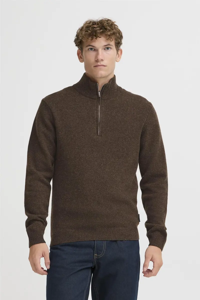 Karl Halfzip Lambswool Knit Brun