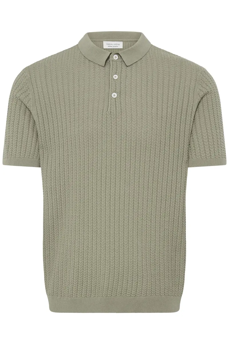 Karl Structured Knit Polo Lysebrun