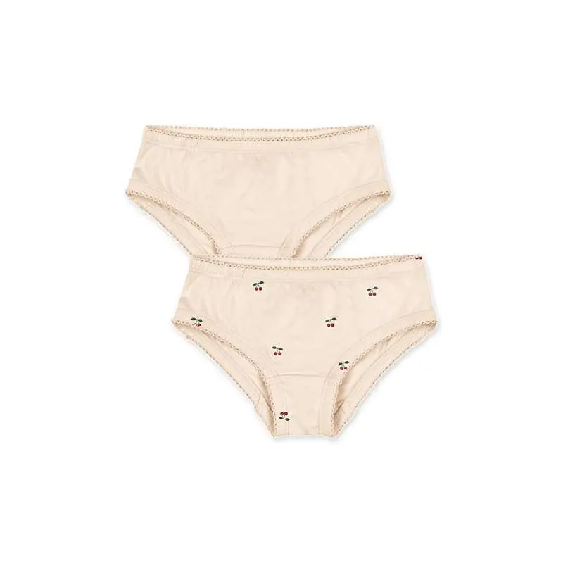 Konges Sløjd Basic Underpants - 2-pack - GOTS - Cherry/Pearled Ivory