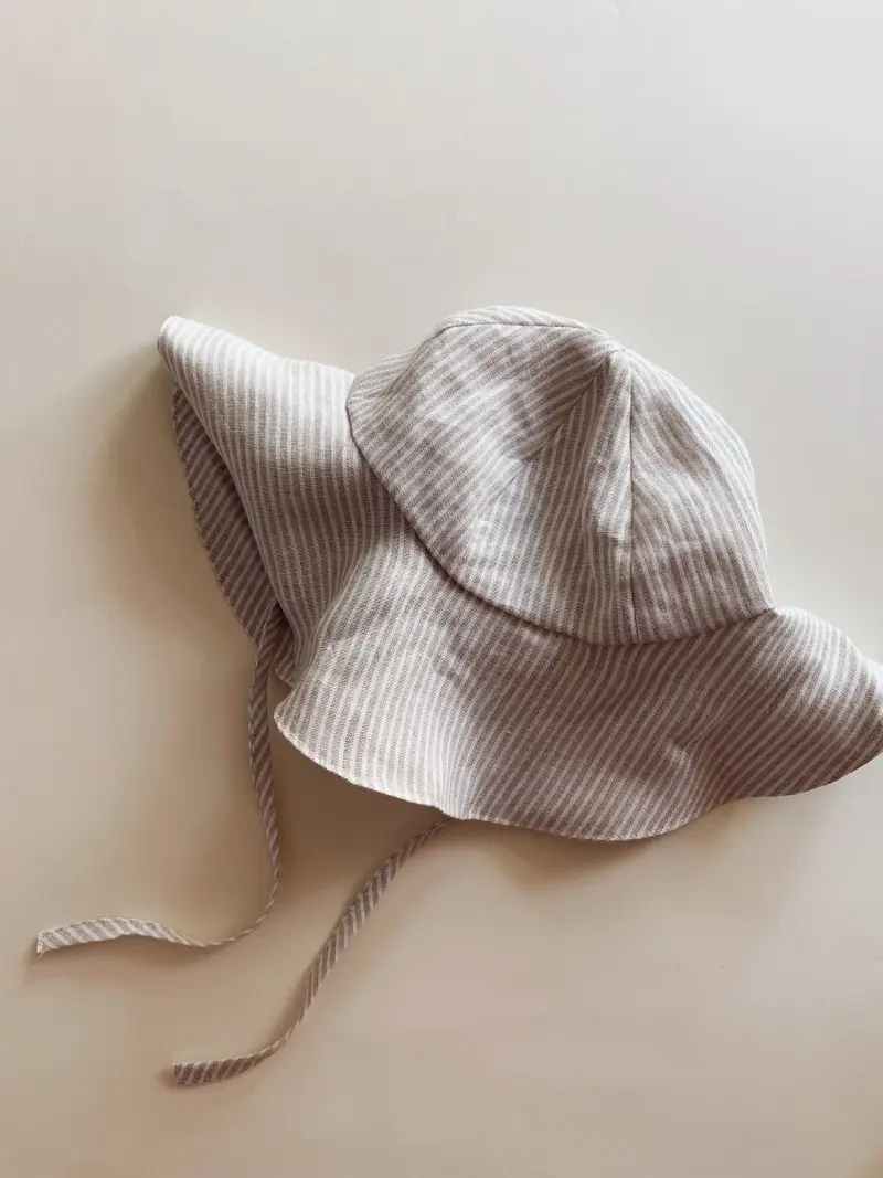 Linen Hat | Beige Stripe