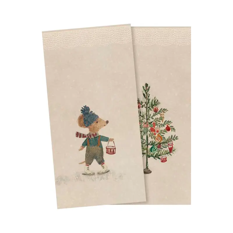 Maileg Napkin - Small - Christmas mouse