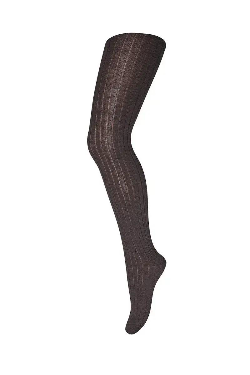 mp Denmark Ull | Ribb Strømpebukse - Dark Brown
