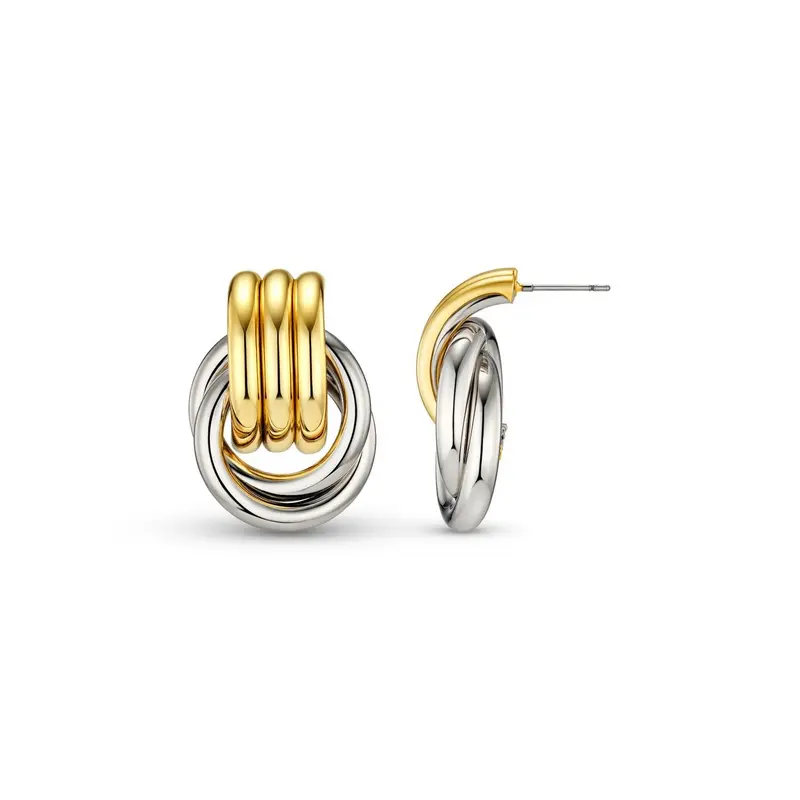 ORELIA Mixed Plate Statement Interlocking Earrings