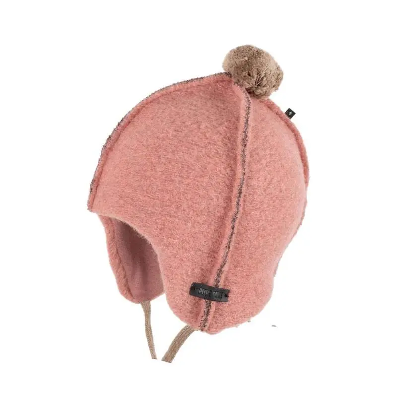 Pure Pure Hat with Pompom - Wool - Shadow Rose