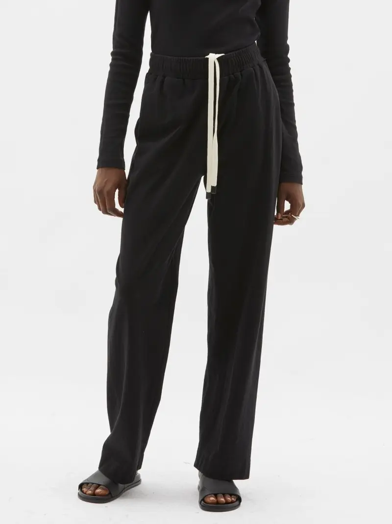 Regular Double Jersey Trackpant | Black