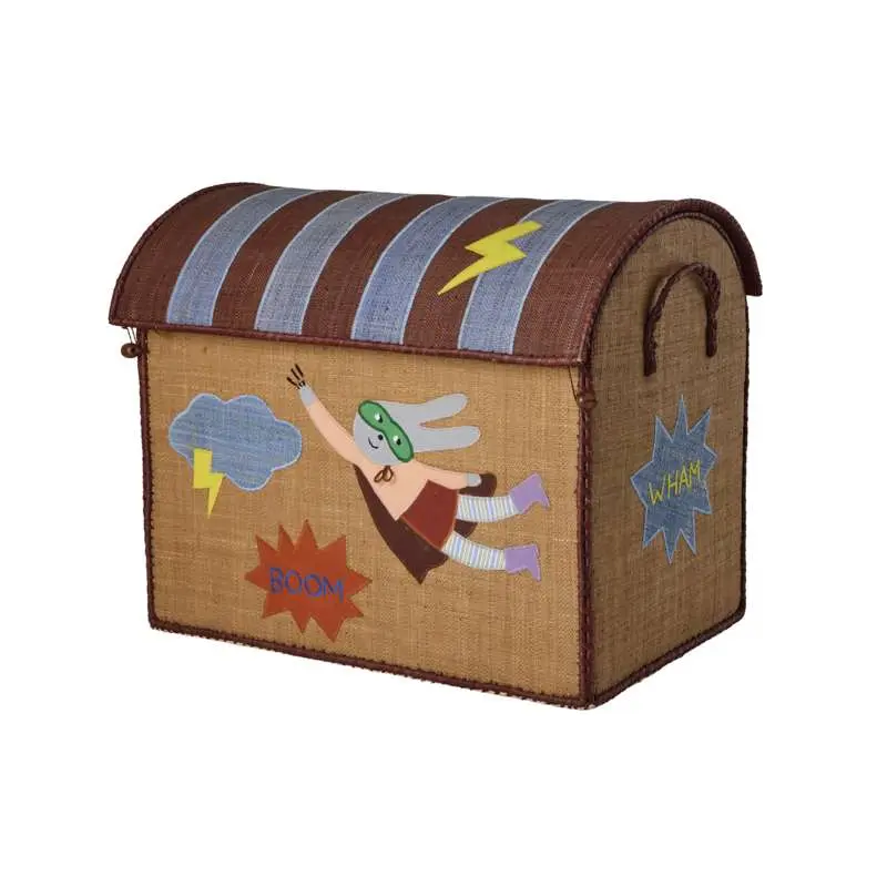 RICE Raffia Storage house - Hero - Blue - Large