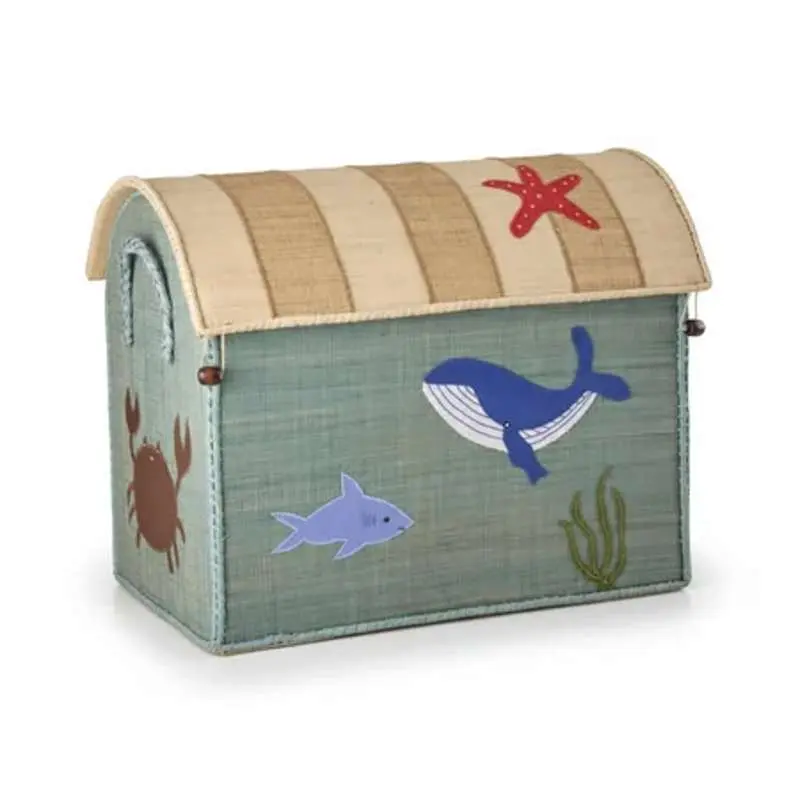 RICE Raffia Storage house - Ocean - Medium