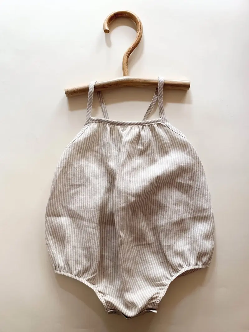 Sia Romper | Beige Stripe