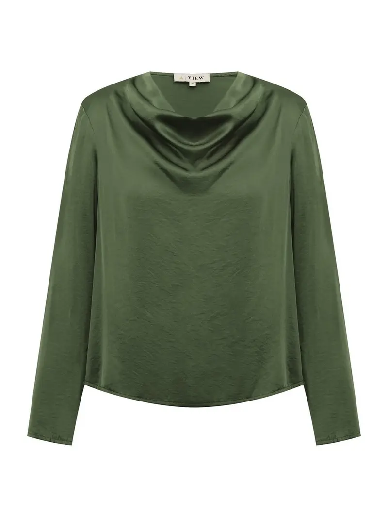 Sinda drape bluse - dark green