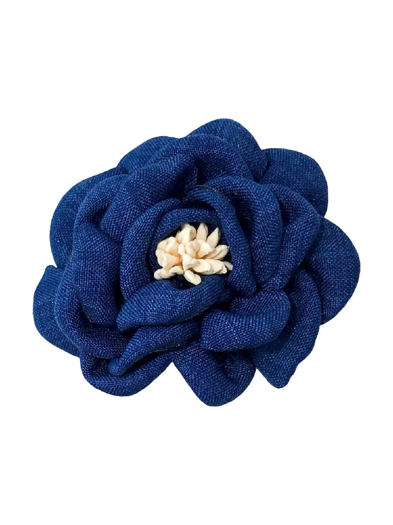 STOR BLOMST SPENNE - JEANS BLUE