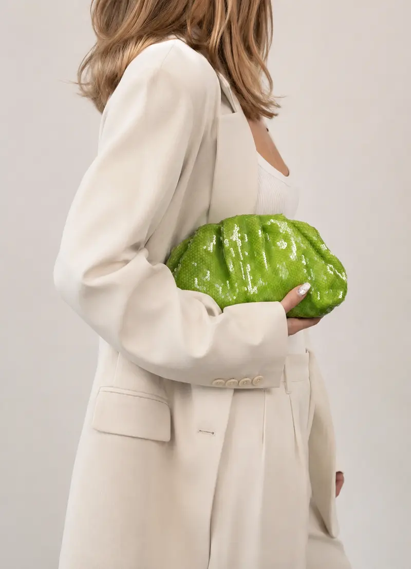SUI AVA Sequin Clutch Bag Green