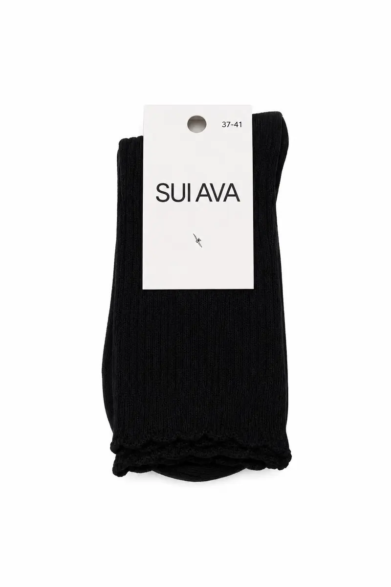 SUI AVA Silk Cable Socks Black
