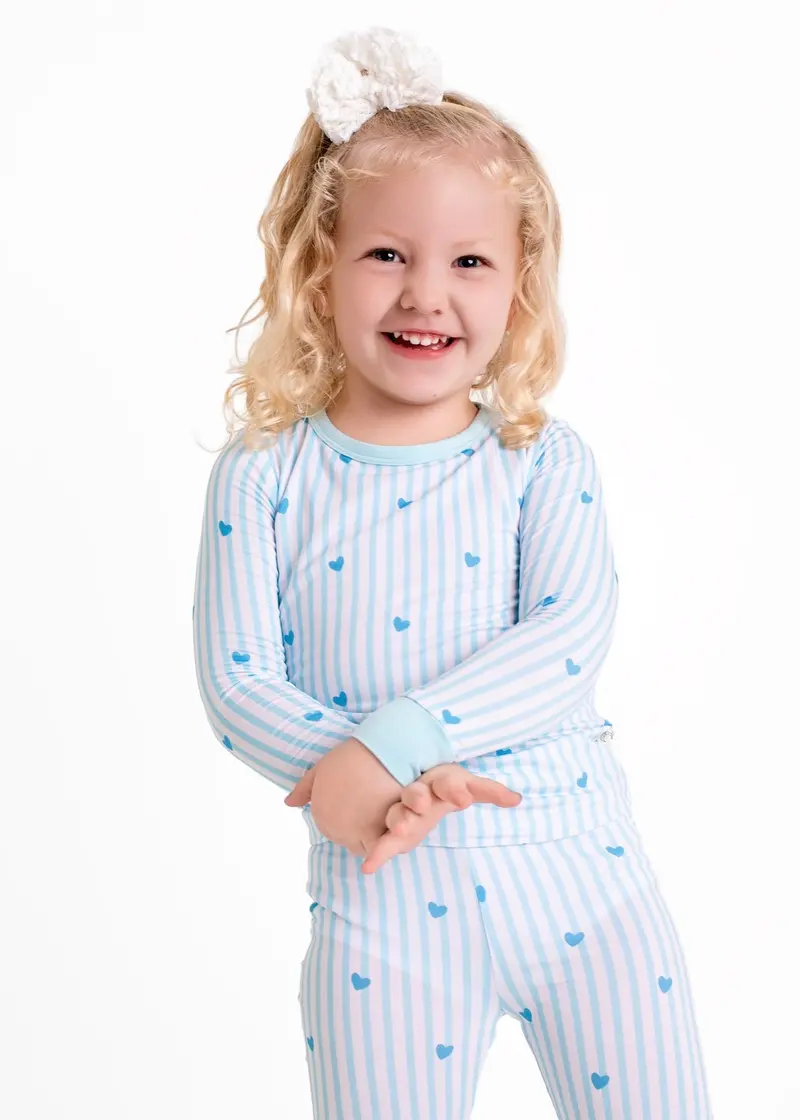 Tiny Hearts Blue Pyjamassett