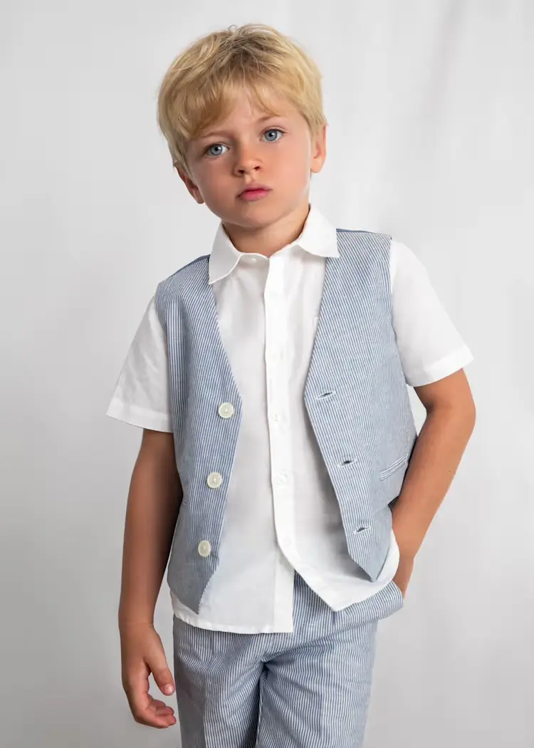 Vest Linen Indigo Stripes