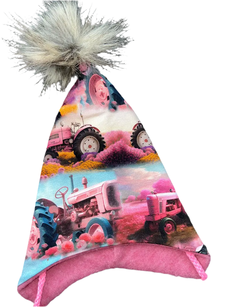 Vinterlue Gammeldags rosa traktor