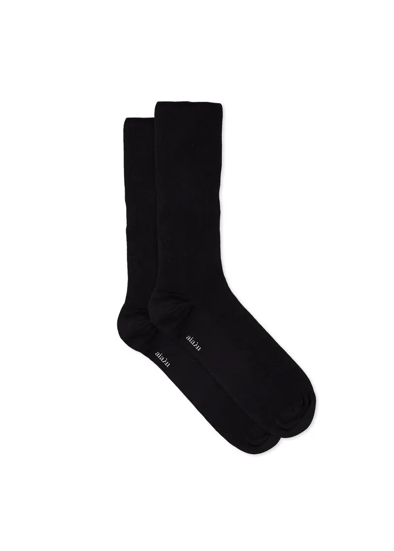 Wool Rib Socks | Black